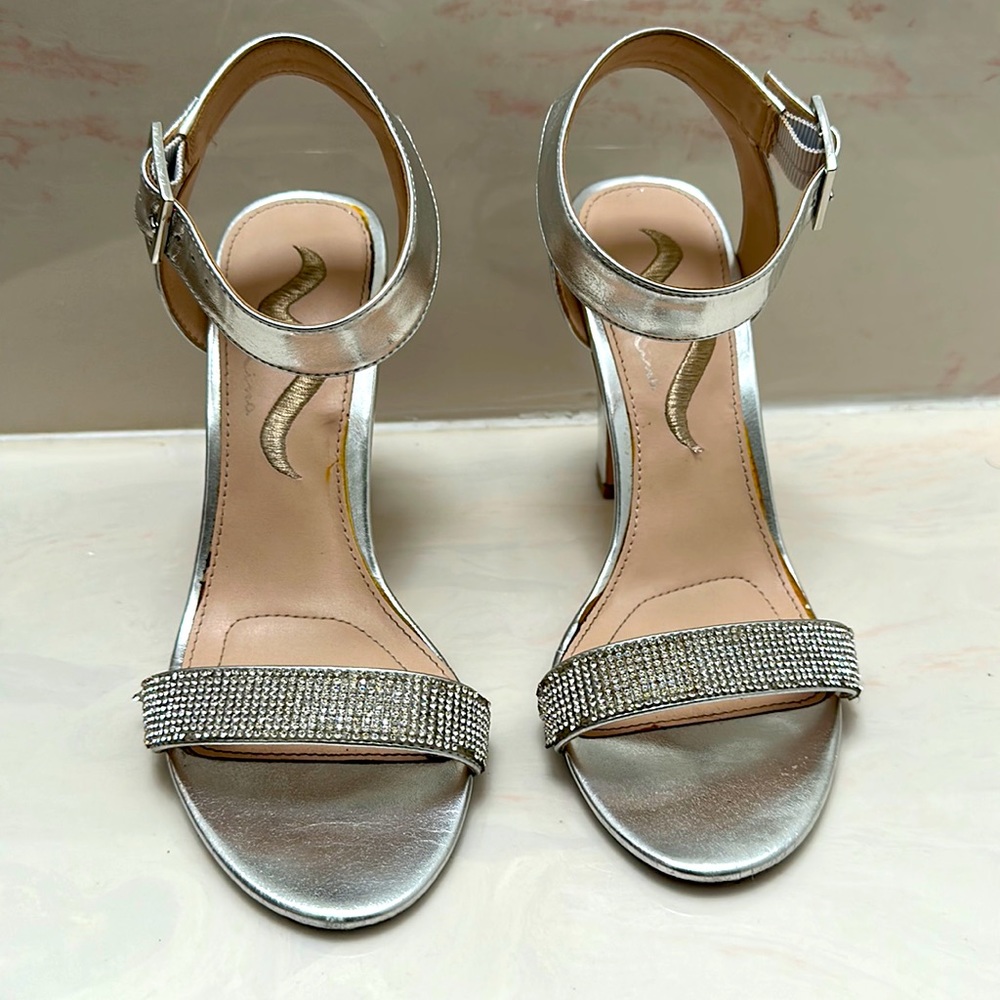 Nina silver chunky heels